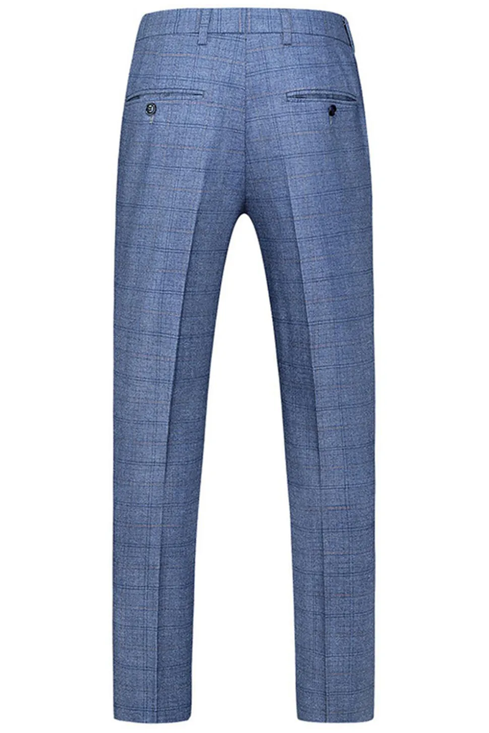 Homens Azul Escuro Plaid Notched Lapela 3 Peças Prom Suits