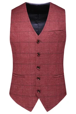 Homens Azul Escuro Plaid Notched Lapela 3 Peças Prom Suits