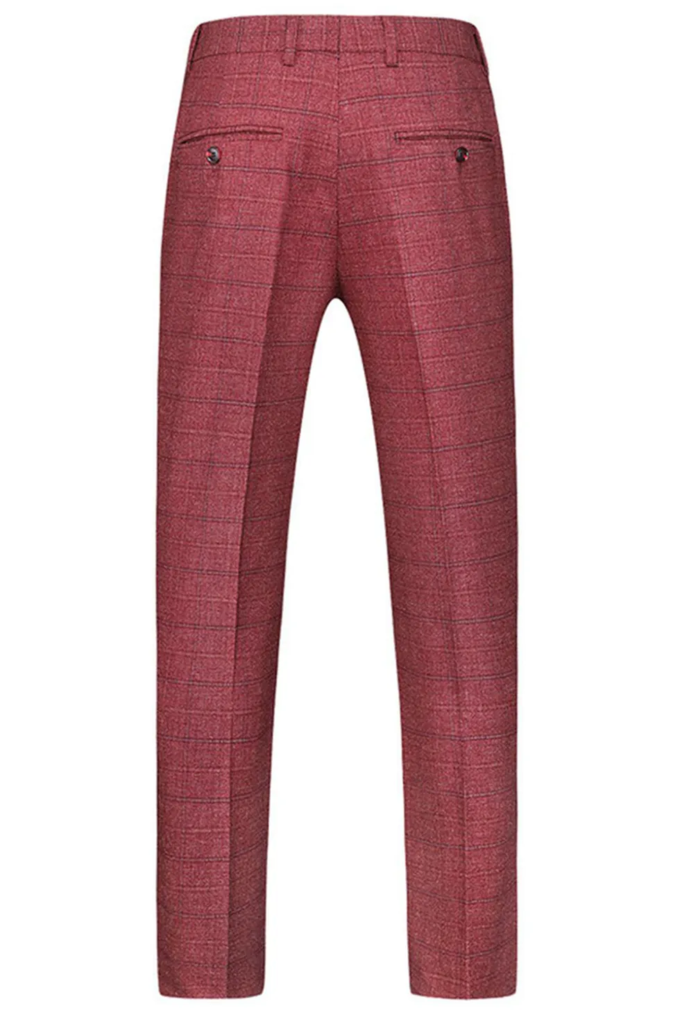Homens Azul Escuro Plaid Notched Lapela 3 Peças Prom Suits