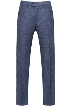 Homens Azul Escuro Plaid Notched Lapela 3 Peças Prom Suits