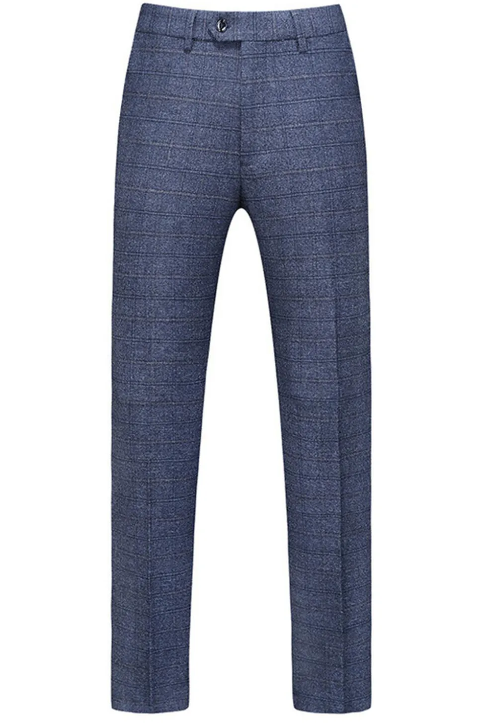 Homens Azul Escuro Plaid Notched Lapela 3 Peças Prom Suits