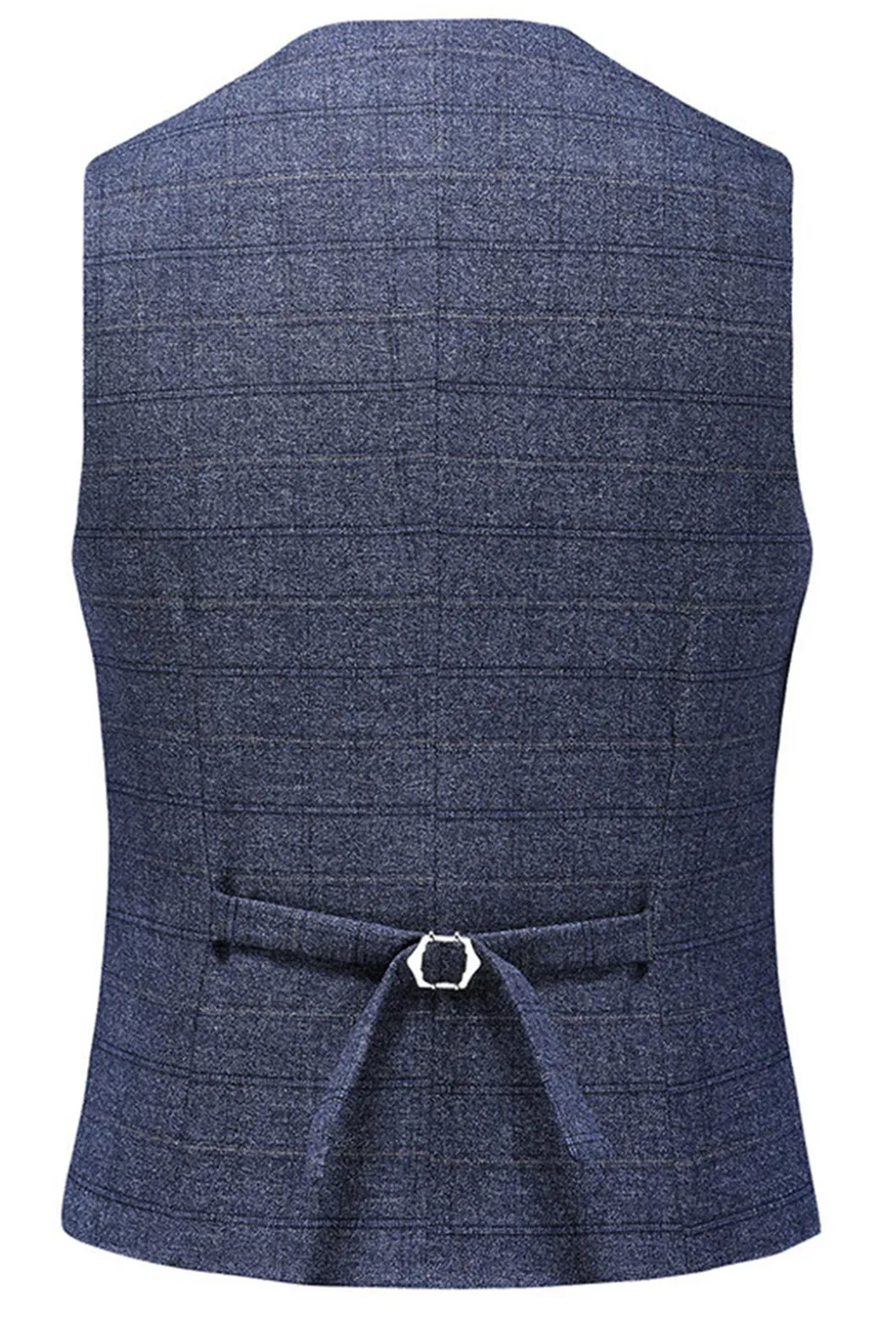 Homens Azul Escuro Plaid Notched Lapela 3 Peças Prom Suits