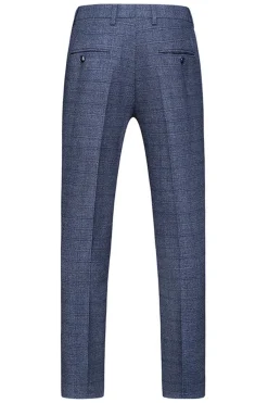 Homens Azul Escuro Plaid Notched Lapela 3 Peças Prom Suits