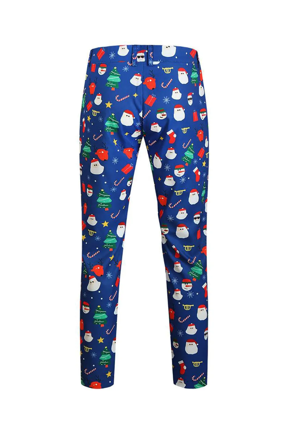 Homens Azul Natal Impresso 3-Piece One Button Party Suits