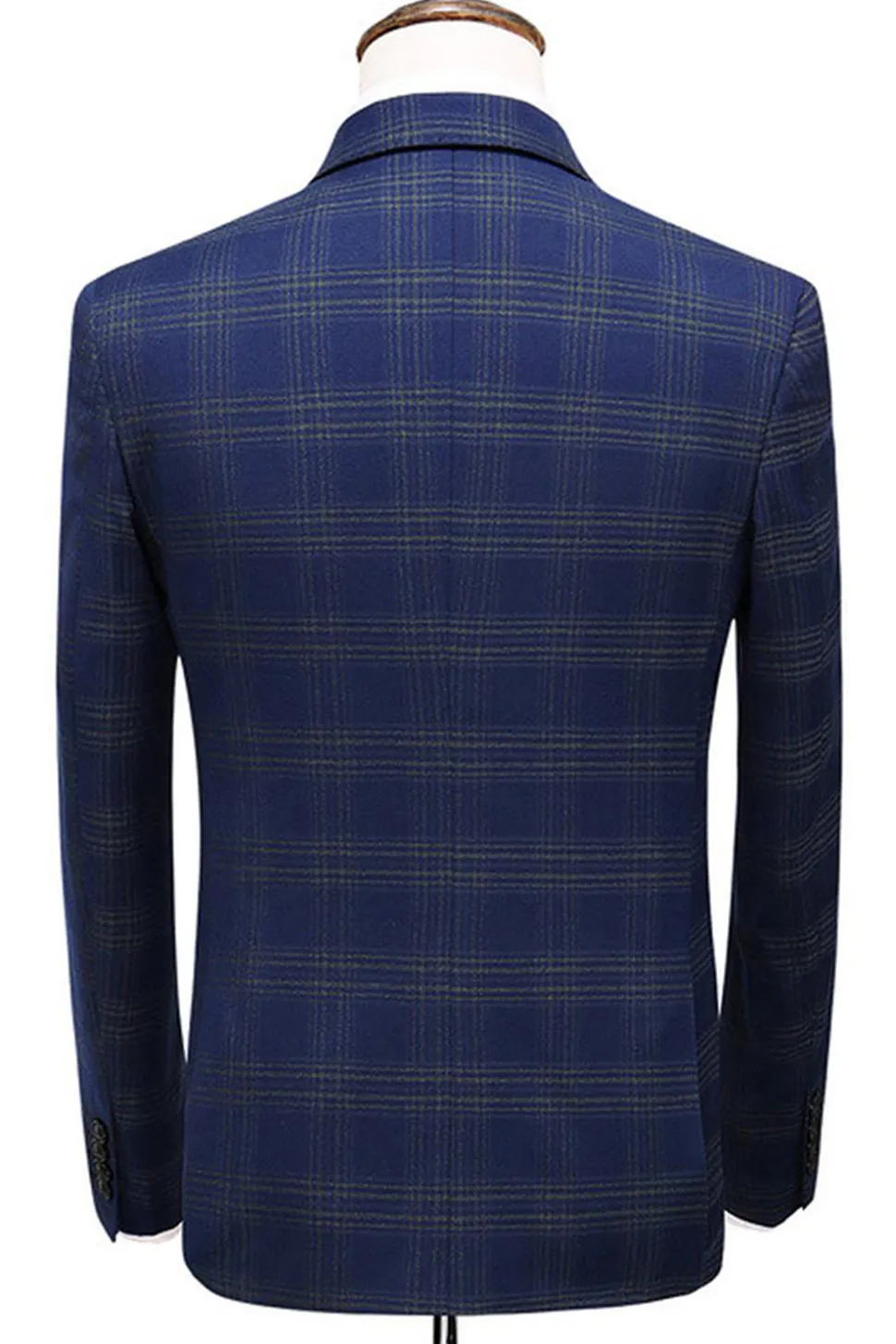 Homens Blue Striped Peaked Lapela 3 Peças Prom Suits
