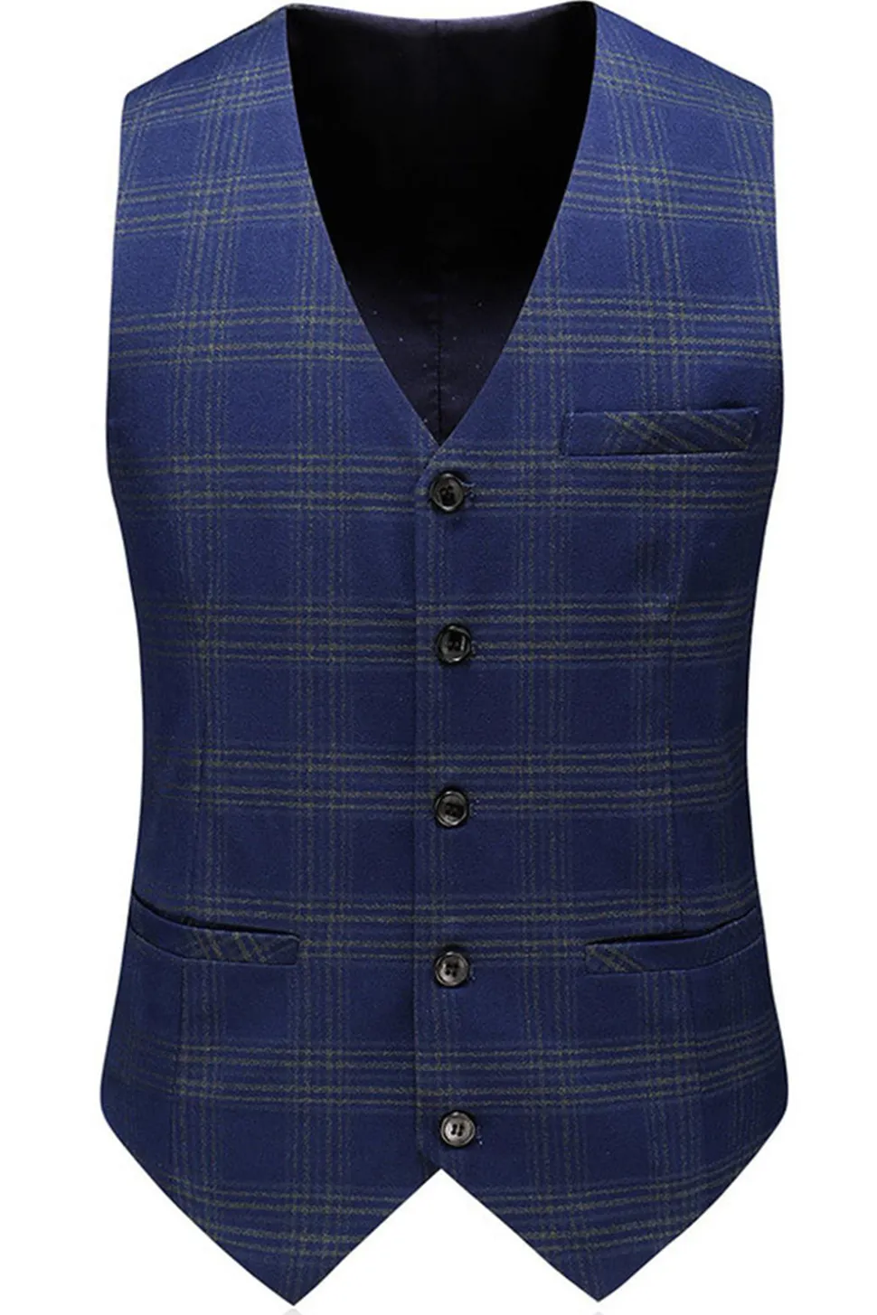 Homens Blue Striped Peaked Lapela 3 Peças Prom Suits