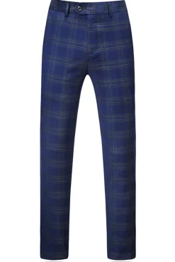 Homens Blue Striped Peaked Lapela 3 Peças Prom Suits