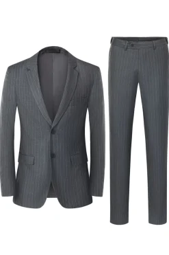 Homens cinza 3-peças entalado lapela slim fit ternos de casamento