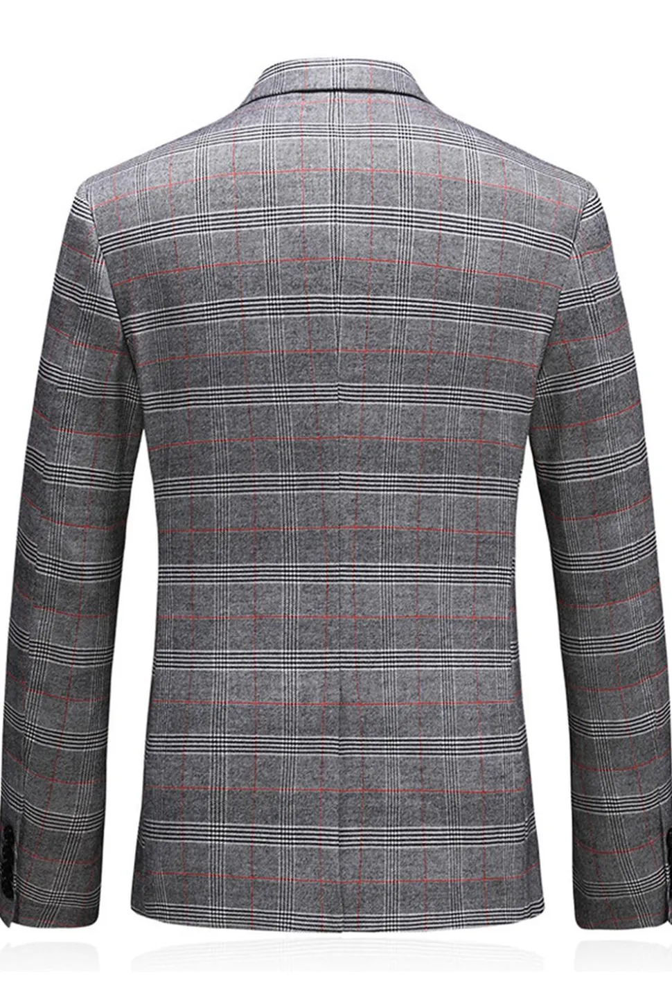Homens Cinzento Xadrez Pico Lapela 3 Peças Prom Suits