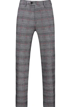 Homens Cinzento Xadrez Pico Lapela 3 Peças Prom Suits