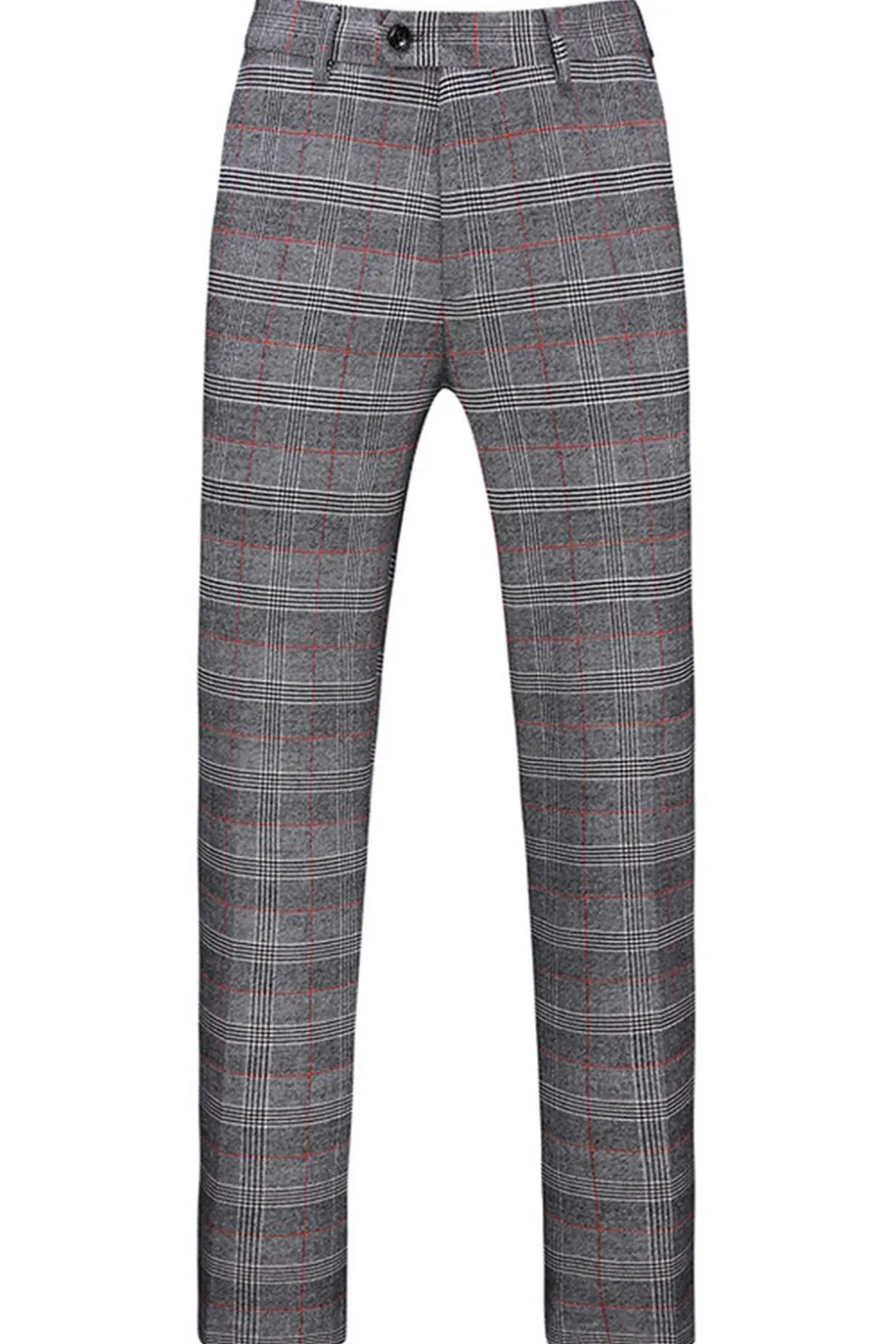 Homens Cinzento Xadrez Pico Lapela 3 Peças Prom Suits