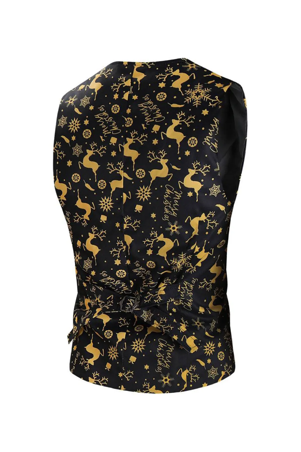 Homens Natal Impresso Preto 3-Piece One Button Party Suits