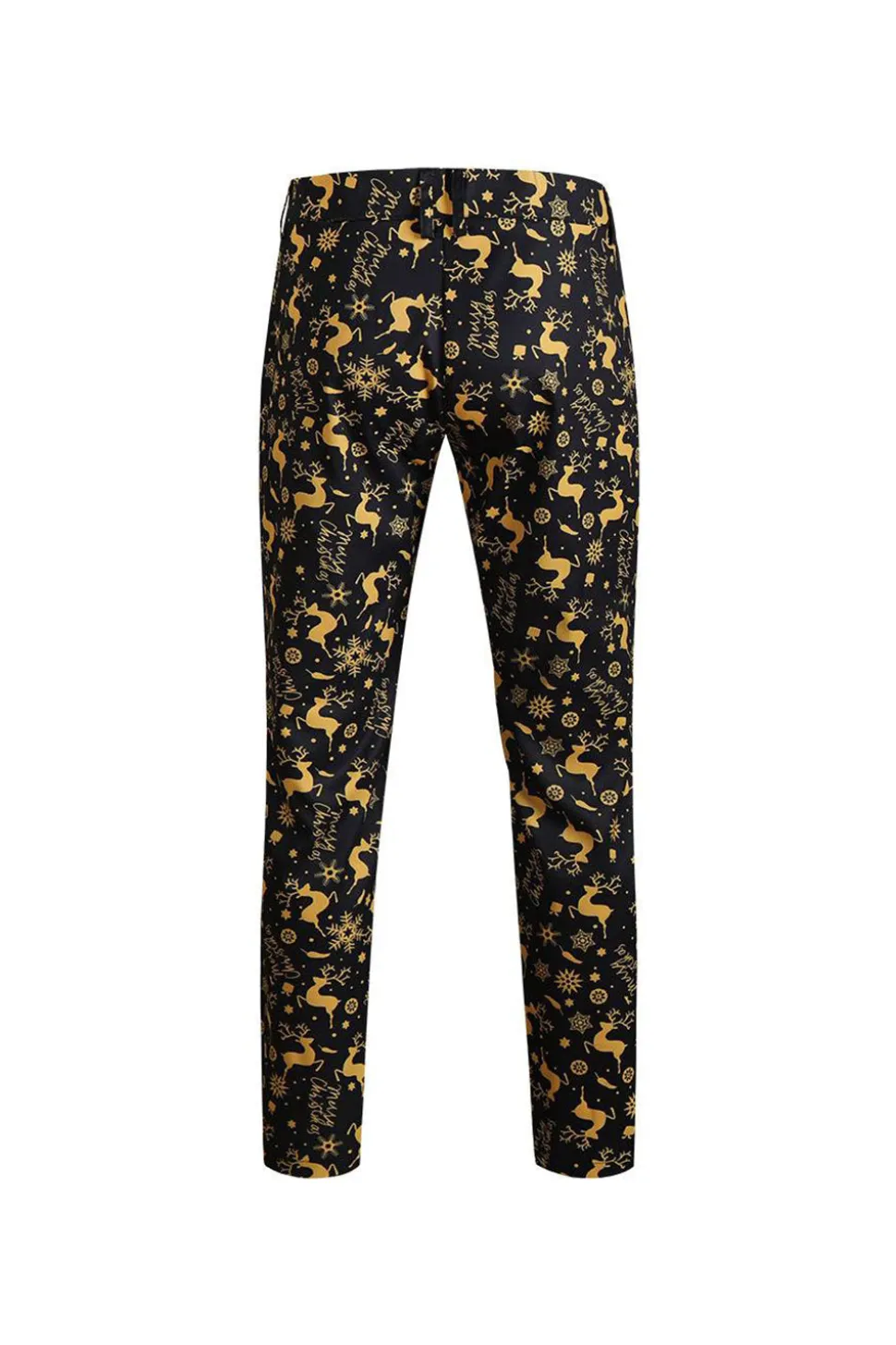 Homens Natal Impresso Preto 3-Piece One Button Party Suits