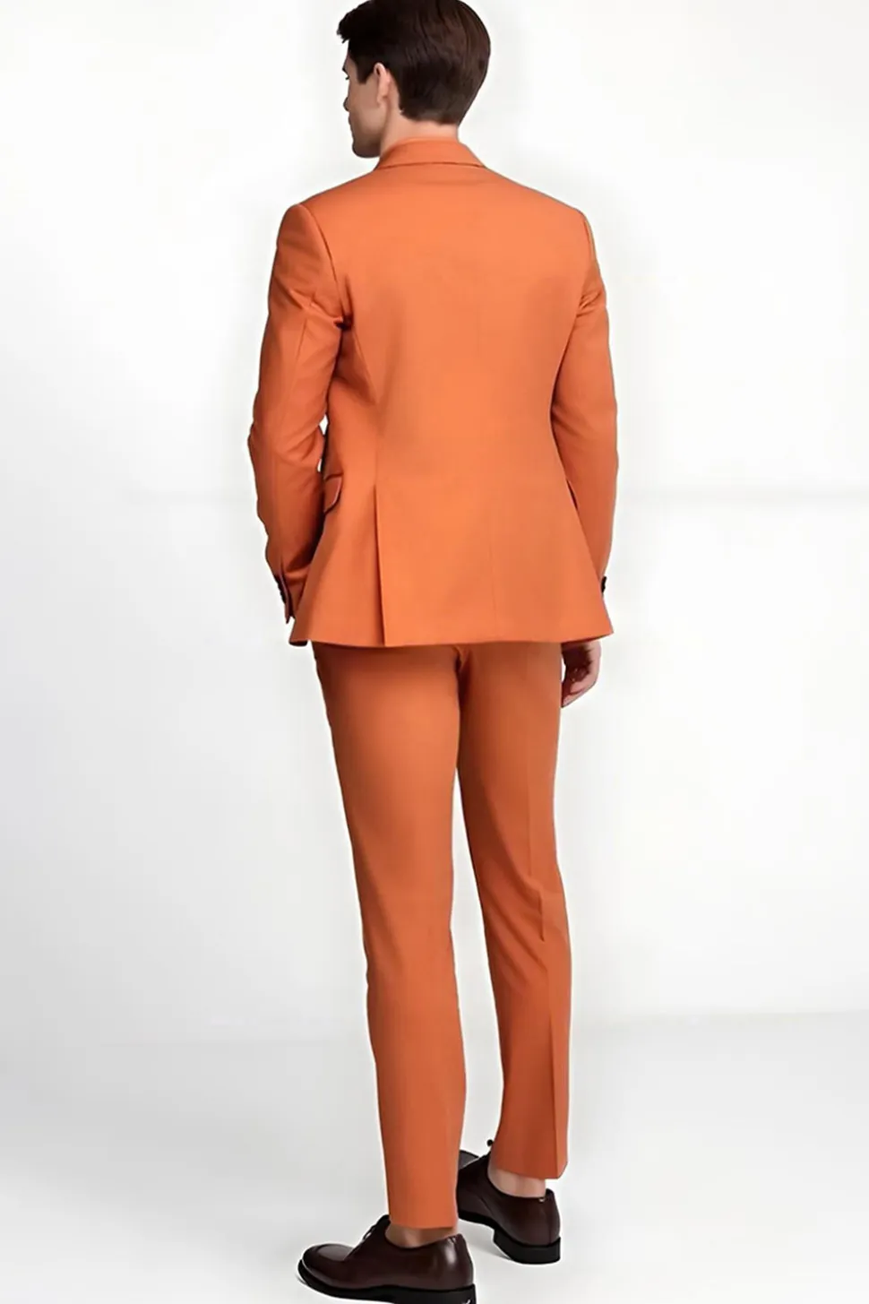 Homens Orange Peak Lapela Single Breasted Prom Suits