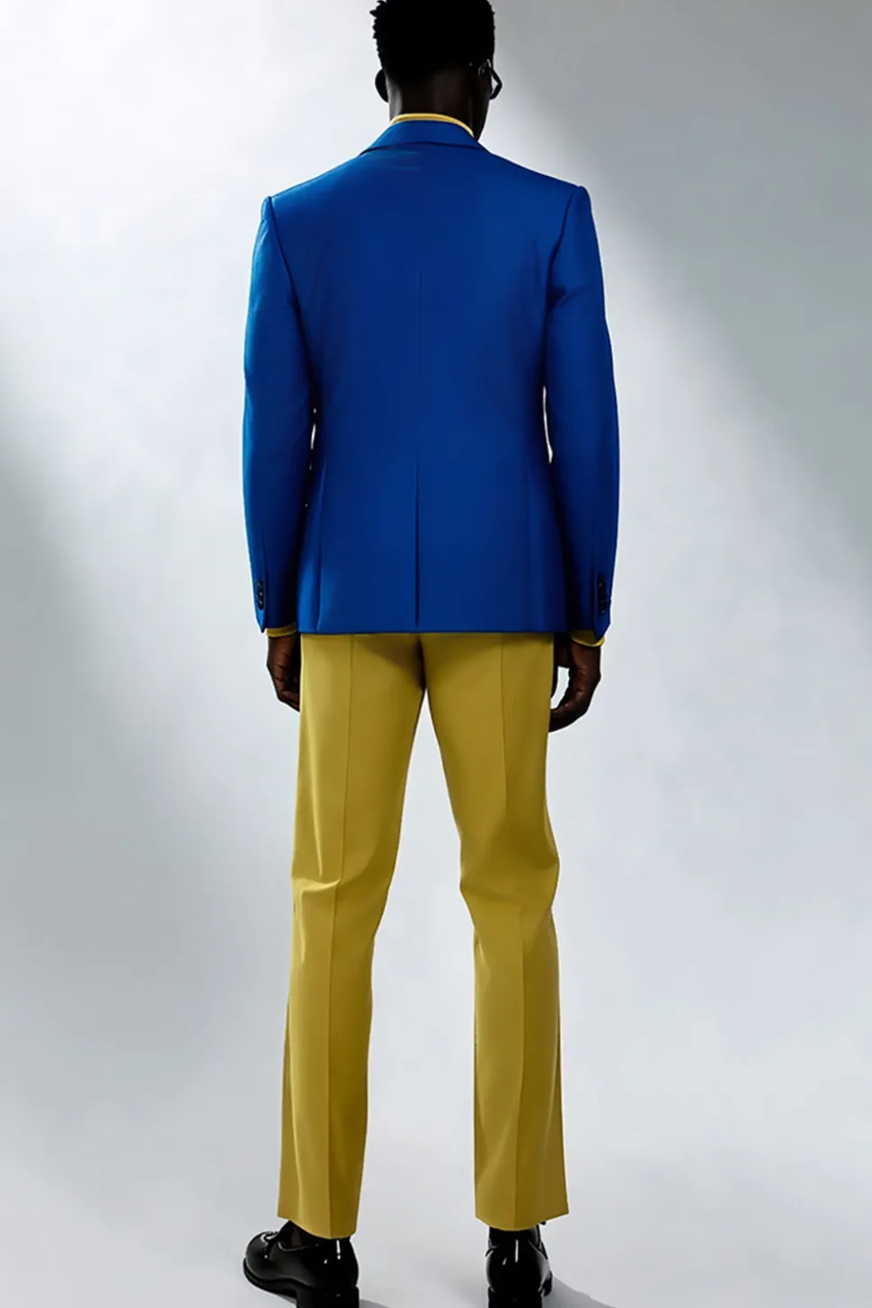 Homens Pico Lapela Azul Duplo Peito Prom Ternos