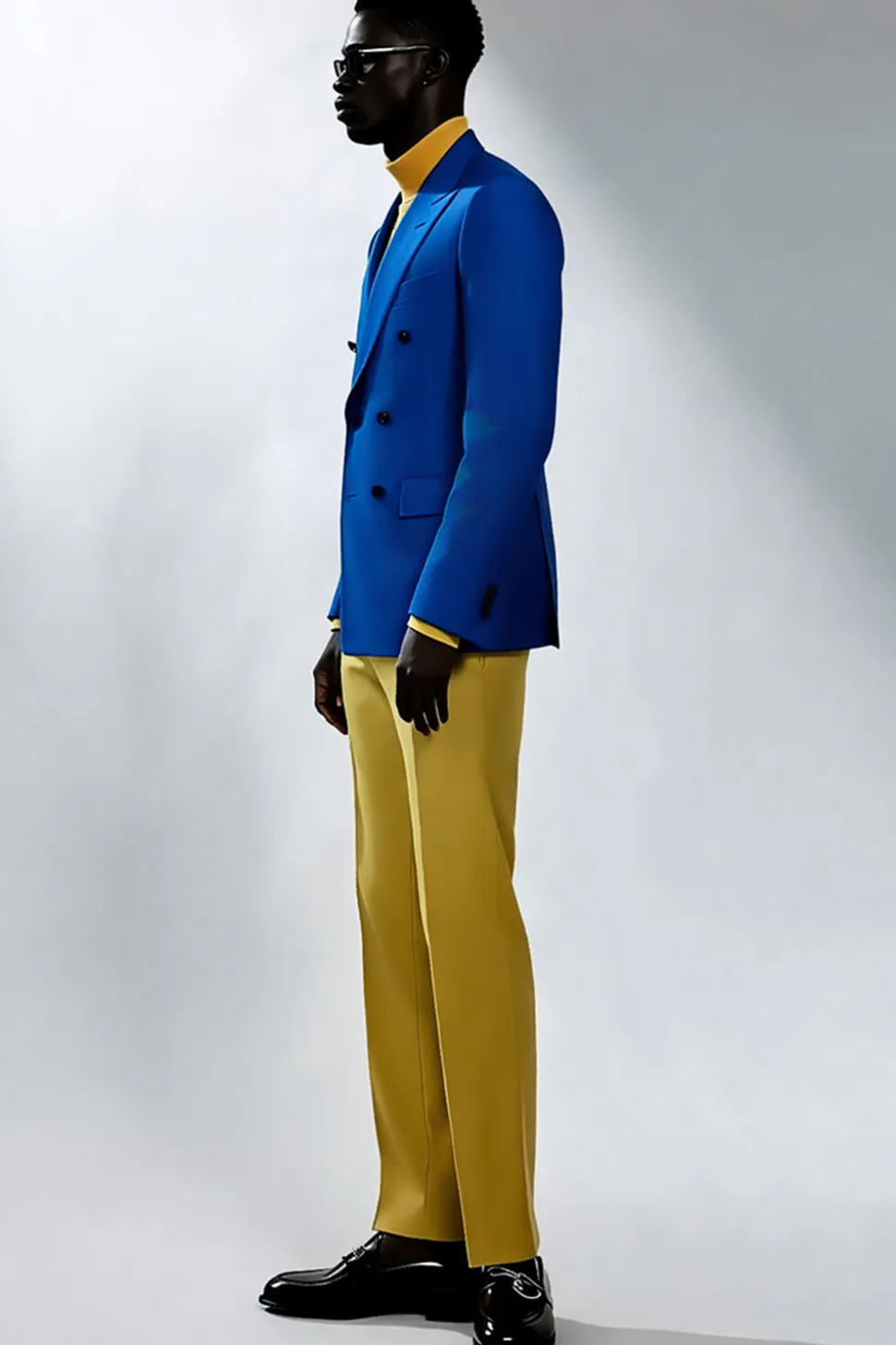 Homens Pico Lapela Azul Duplo Peito Prom Ternos