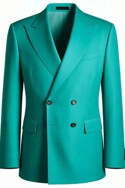 Homens Pico Lapela Um Botão Turquesa Prom Suits