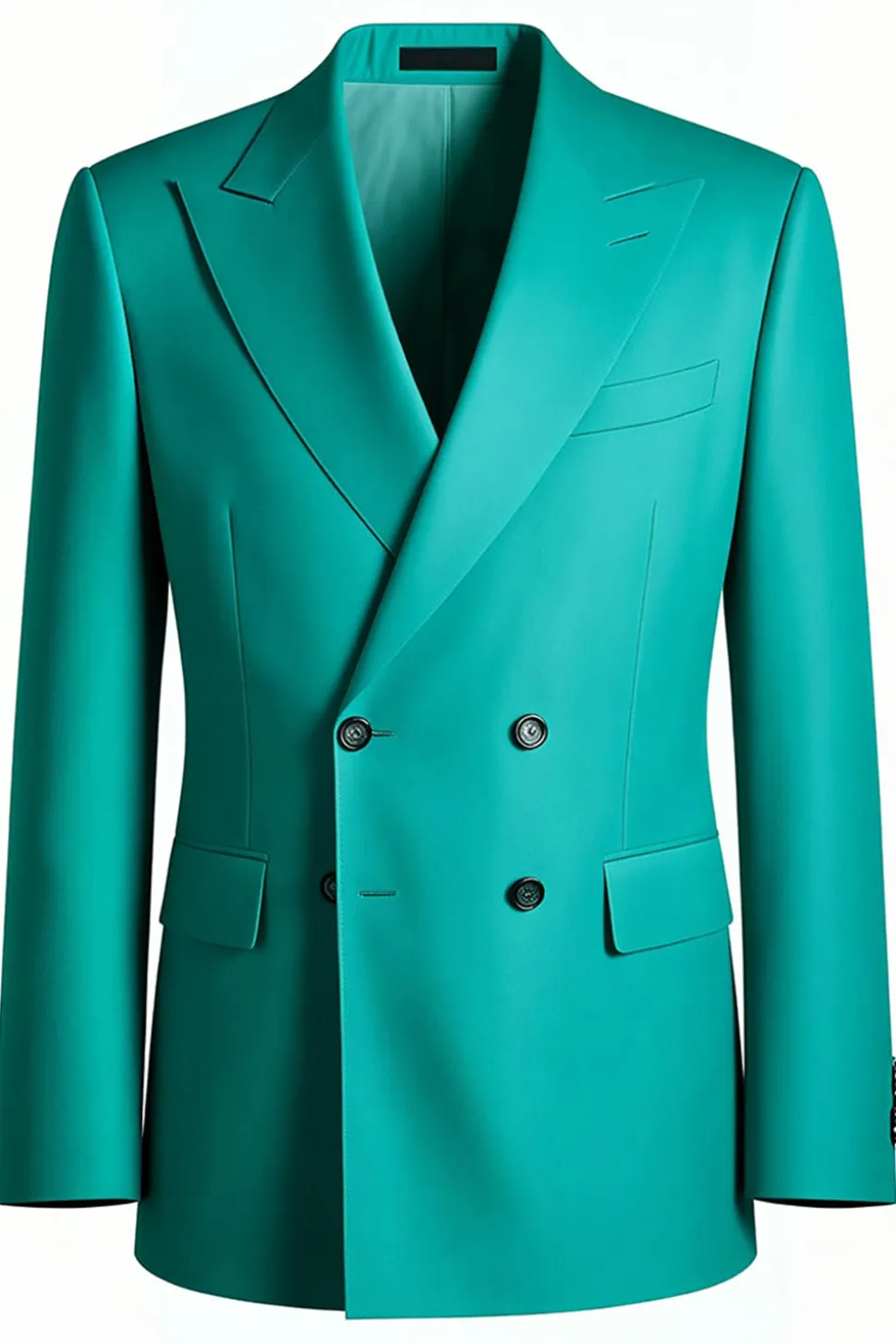 Homens Pico Lapela Um Botão Turquesa Prom Suits