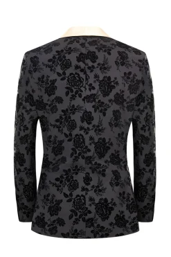 Homens Preto Jacquard 3-Piece Xaile Lapel Prom Suits