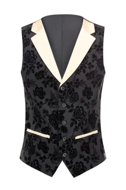 Homens Preto Jacquard 3-Piece Xaile Lapel Prom Suits