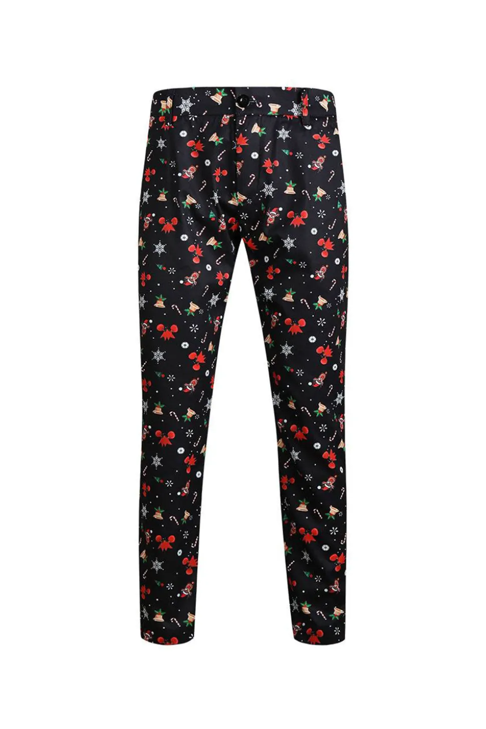 Homens Preto Natal Impresso 3-Piece One Button Party Suits