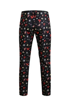 Homens Preto Natal Impresso 3-Piece One Button Party Suits