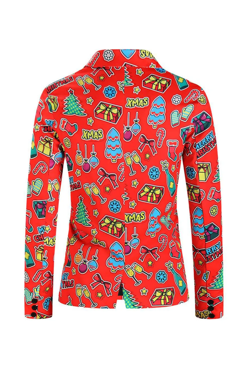 Homens Verde Natal Impresso 3-Piece One Button Party Suits