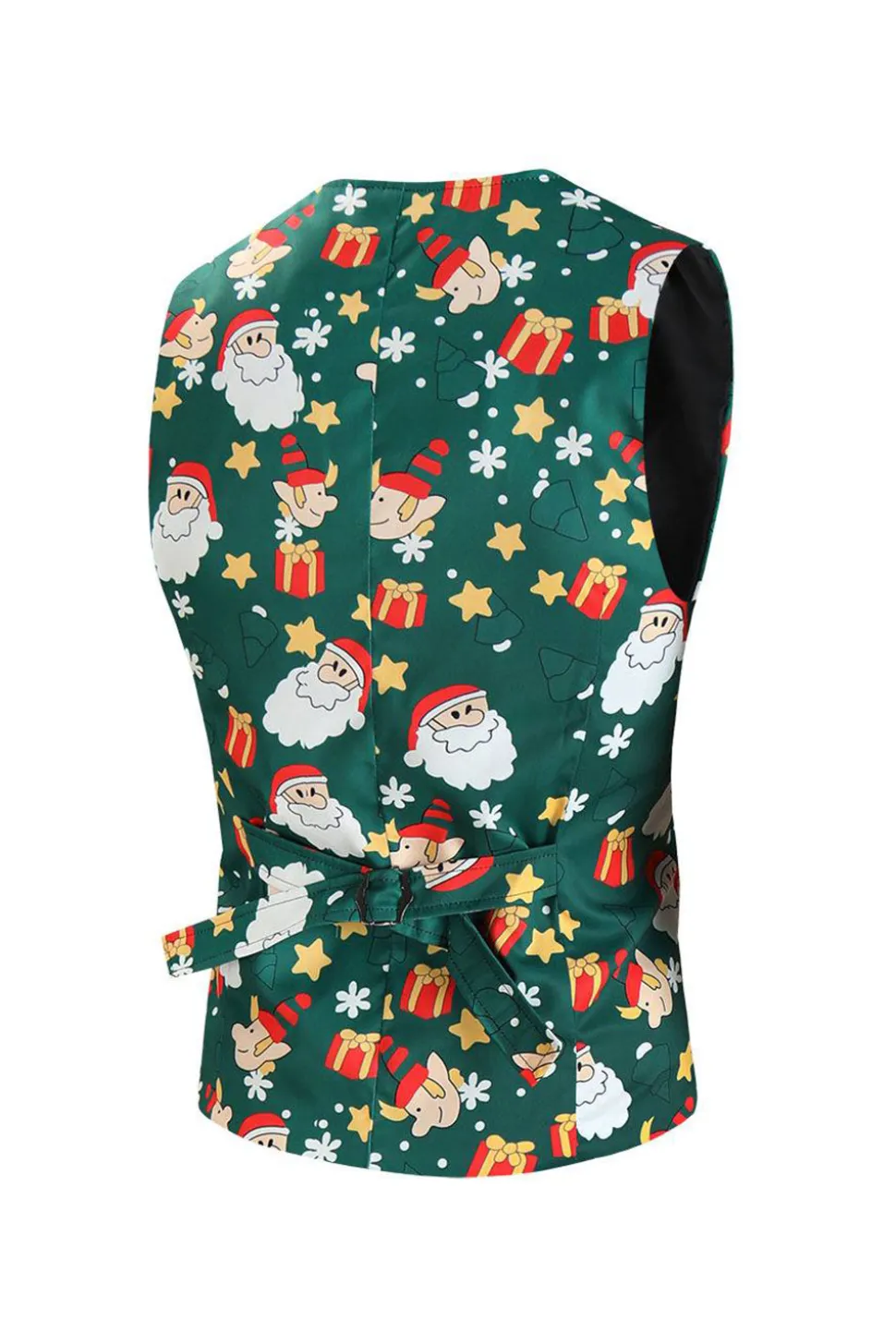 Homens Verde Natal Impresso 3-Piece One Button Party Suits