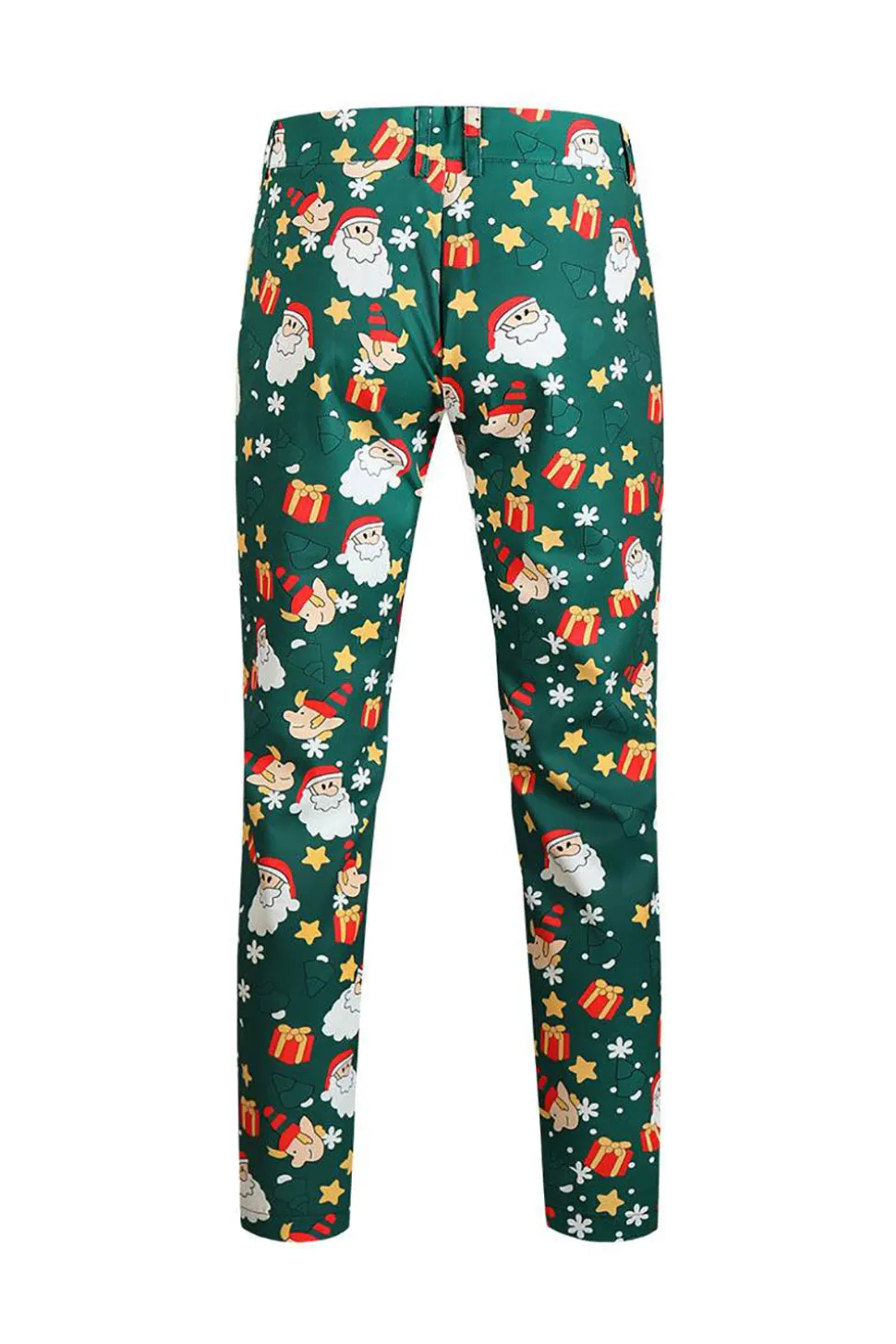 Homens Verde Natal Impresso 3-Piece One Button Party Suits