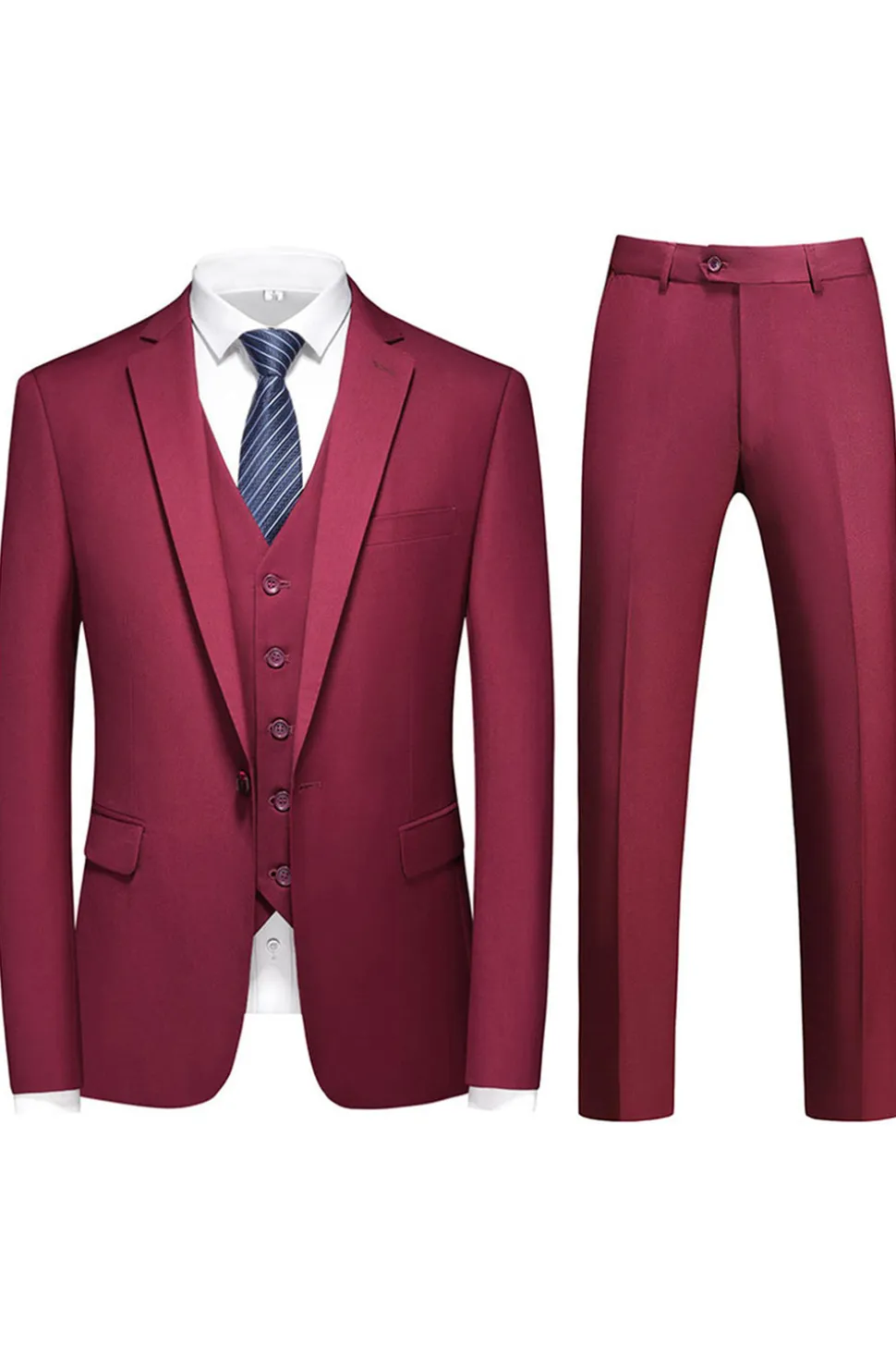 Homens Violeta Single Peito Notched Lapela 3 Peças Prom Suits