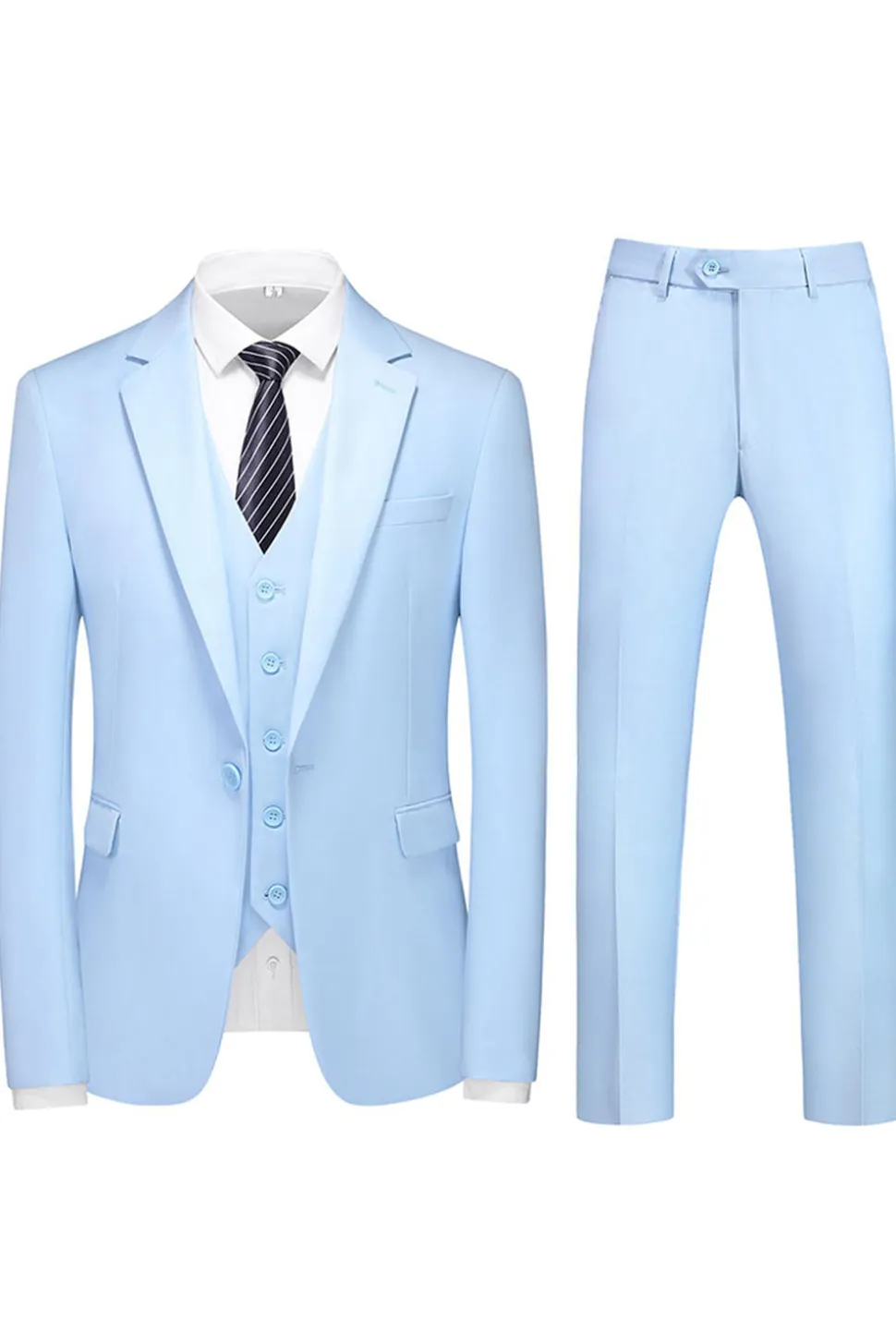 Homens Violeta Single Peito Notched Lapela 3 Peças Prom Suits