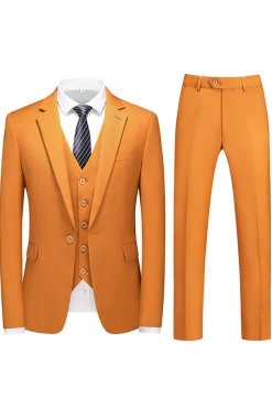 Homens Violeta Single Peito Notched Lapela 3 Peças Prom Suits