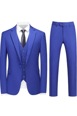 Homens Violeta Single Peito Notched Lapela 3 Peças Prom Suits