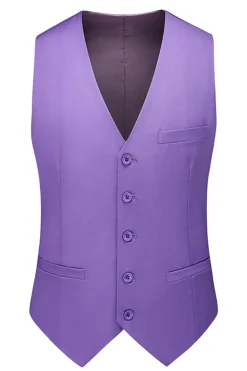 Homens Violeta Single Peito Notched Lapela 3 Peças Prom Suits