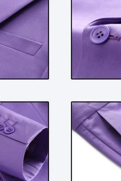 Homens Violeta Single Peito Notched Lapela 3 Peças Prom Suits