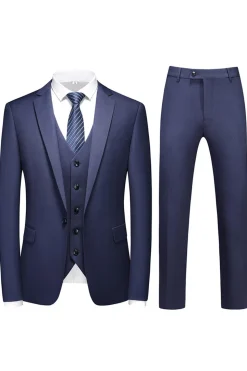 Homens Violeta Single Peito Notched Lapela 3 Peças Prom Suits