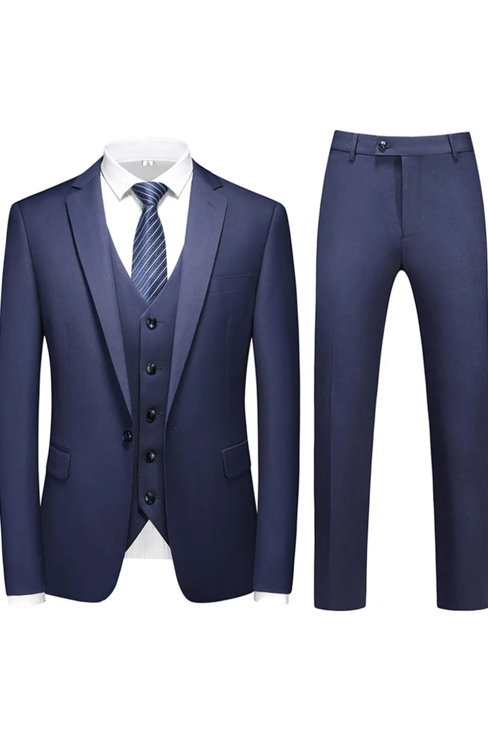 Homens Violeta Single Peito Notched Lapela 3 Peças Prom Suits