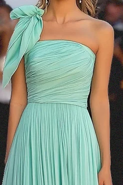Hortelã Uma Linha Um Ombro Chiffon Gala Dress