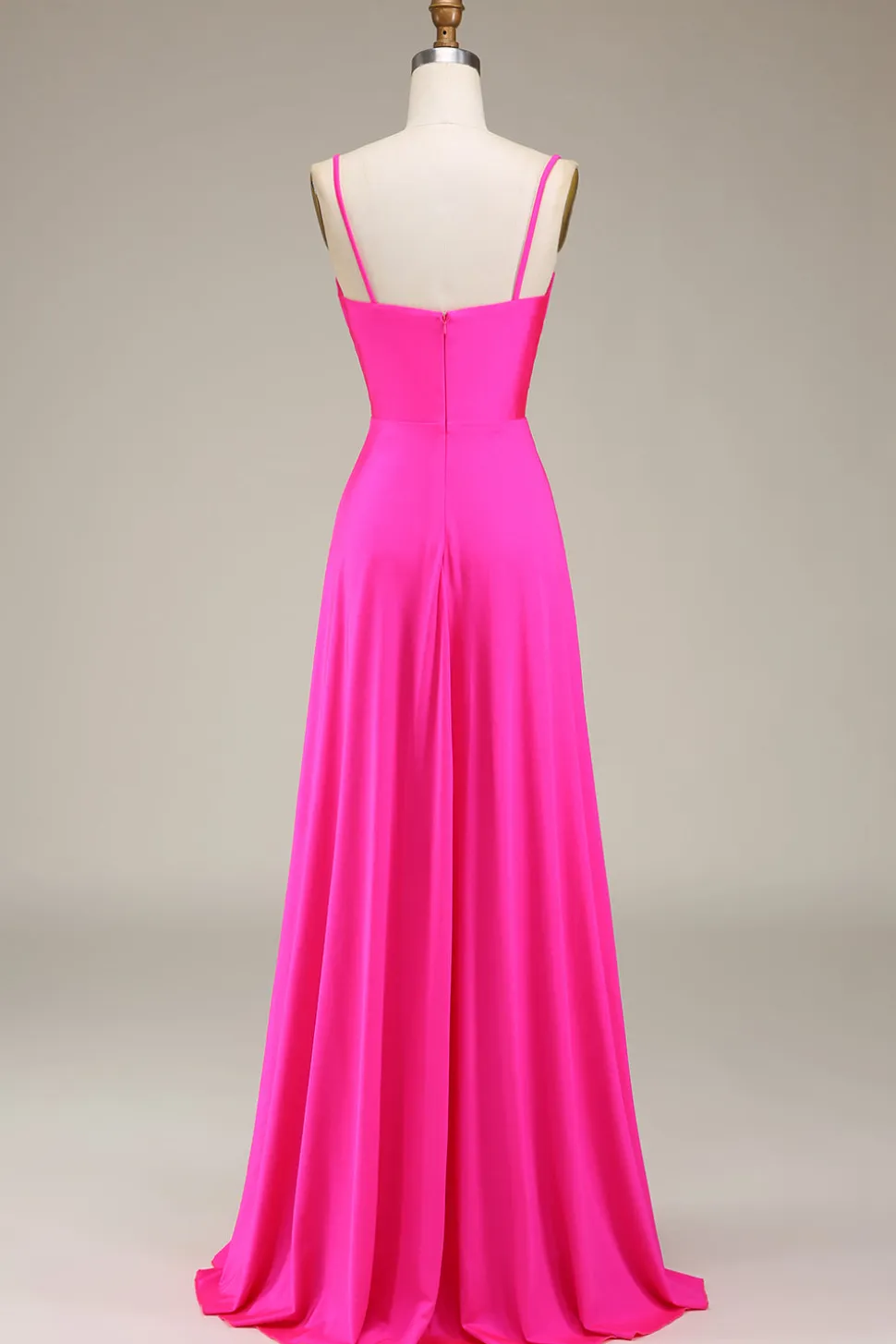 Hot Pink Espaghetti Correias A-line Prom Dress com Pregas
