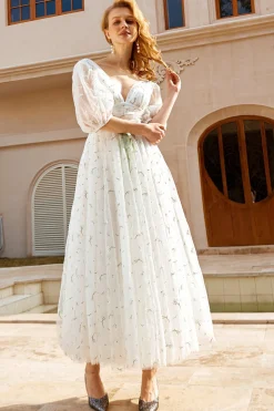 Imprimir tulle midi vestido de noiva