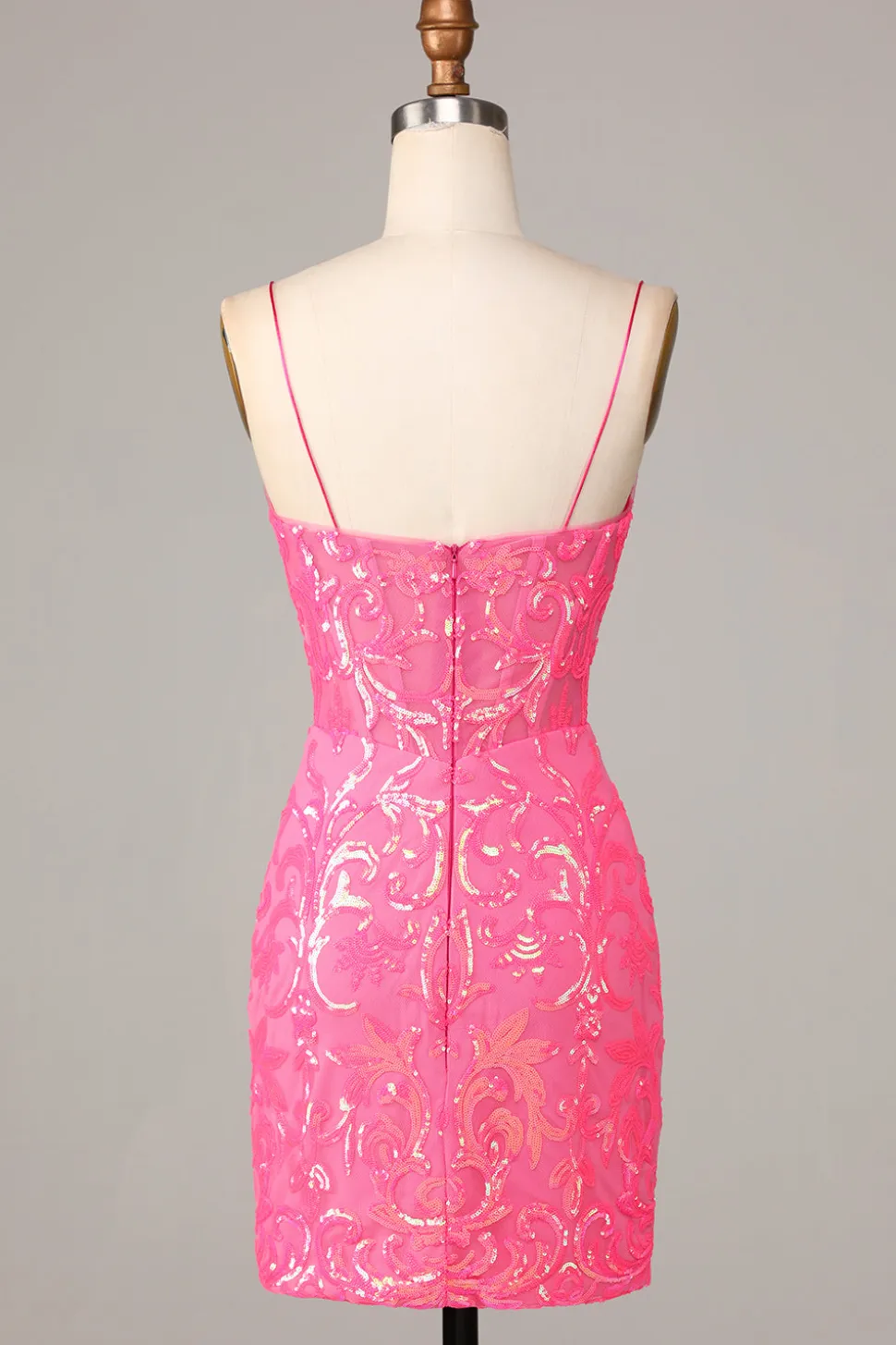 Inegavelmente incrível bainha espaguete correias Fuchsia Sequins Homecoming Dress