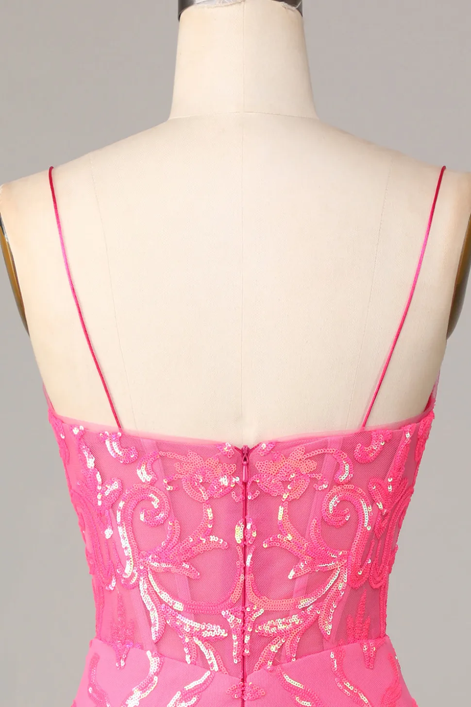 Inegavelmente incrível bainha espaguete correias Fuchsia Sequins Homecoming Dress