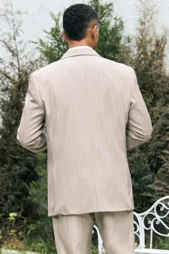 Ivory Peak Lapel Pinstripe Single Breasted 3 peças ternos de casamento masculino