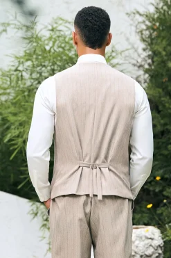 Ivory Peak Lapel Pinstripe Single Breasted 3 peças ternos de casamento masculino