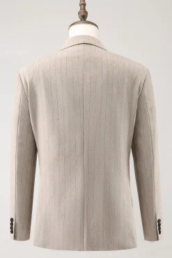 Ivory Peak Lapel Pinstripe Single Breasted 3 peças ternos de baile de formatura masculino