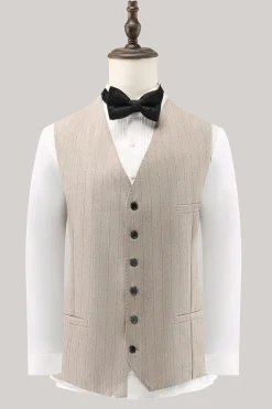 Ivory Peak Lapel Pinstripe Single Breasted 3 peças ternos de baile de formatura masculino