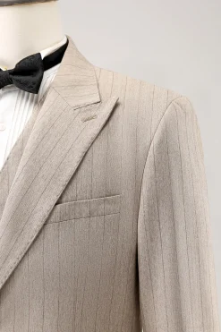 Ivory Peak Lapel Pinstripe Single Breasted 3 peças ternos de baile de formatura masculino