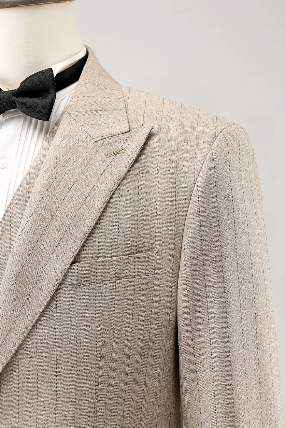 Ivory Peak Lapel Pinstripe Single Breasted 3 peças ternos de baile de formatura masculino