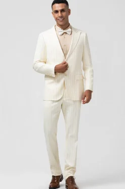 Ivory Peak Lapel Single Breasted 2 peças Pinstripe ternos masculinos