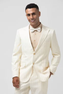 Ivory Peak Lapel Single Breasted 2 peças Pinstripe ternos masculinos